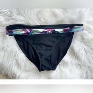 Athleta Floral Trim Black Bikini Bottom M